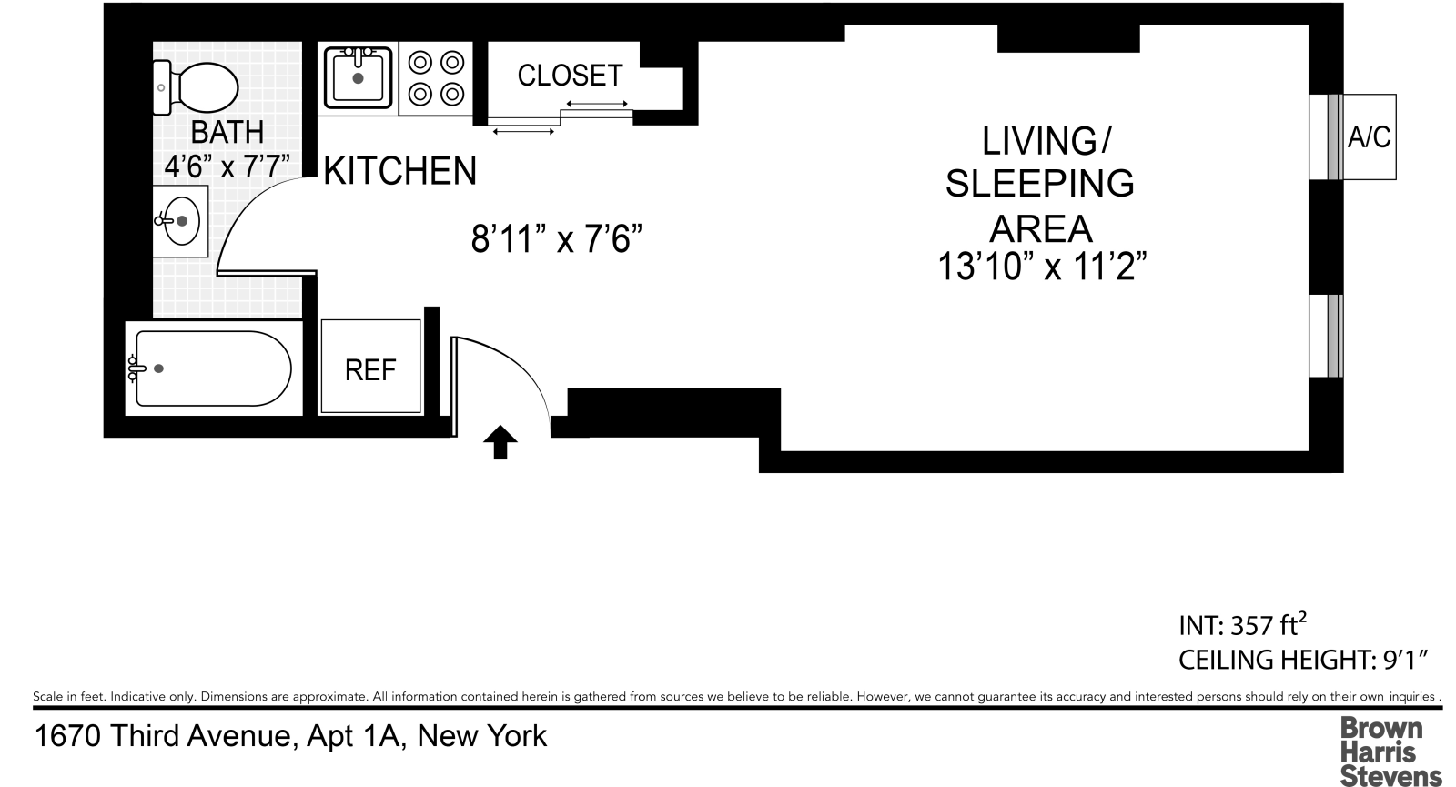 Floorplan for 1670 Third Avenue, 2A