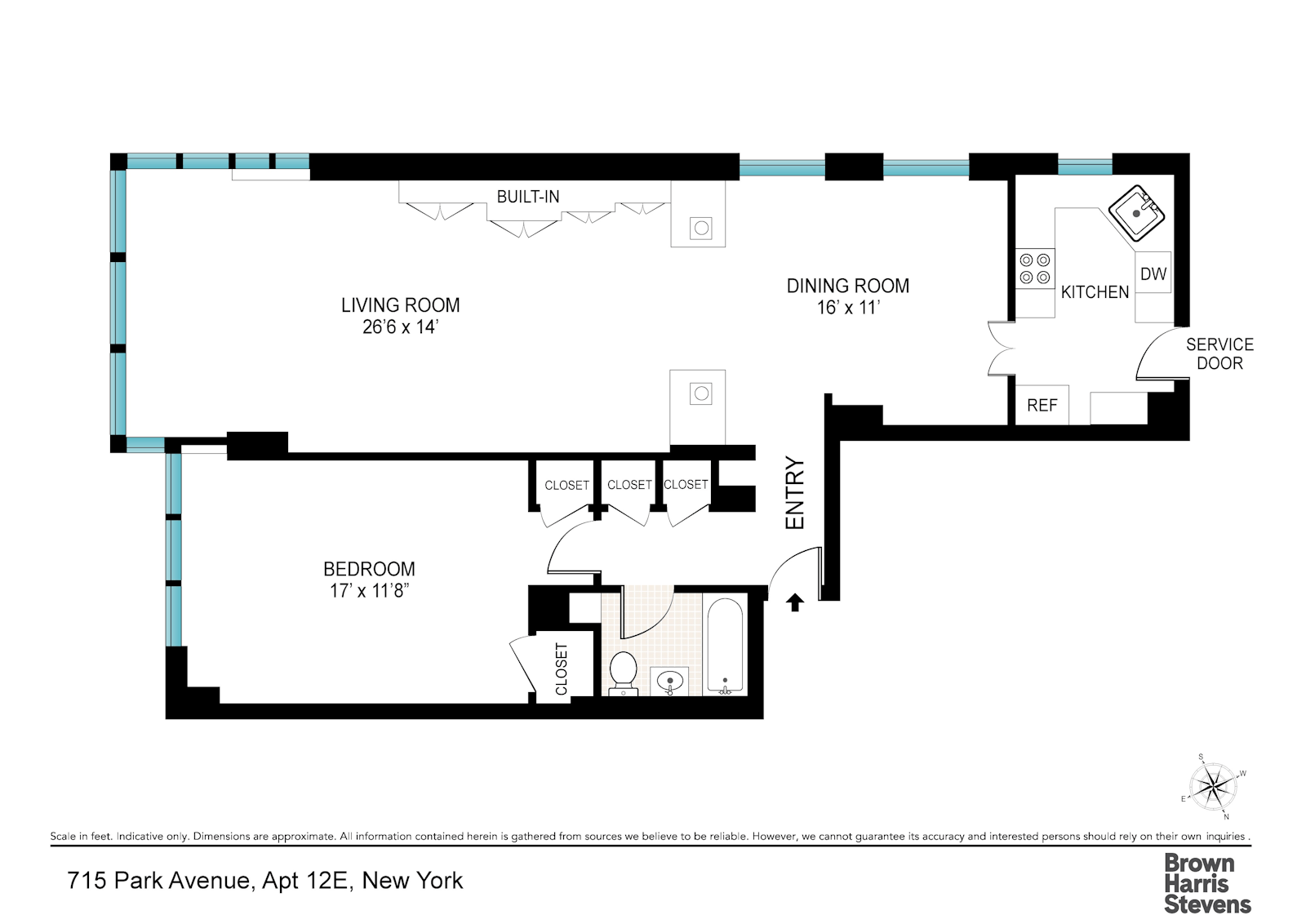 Floorplan for 715 Park Avenue, 12E