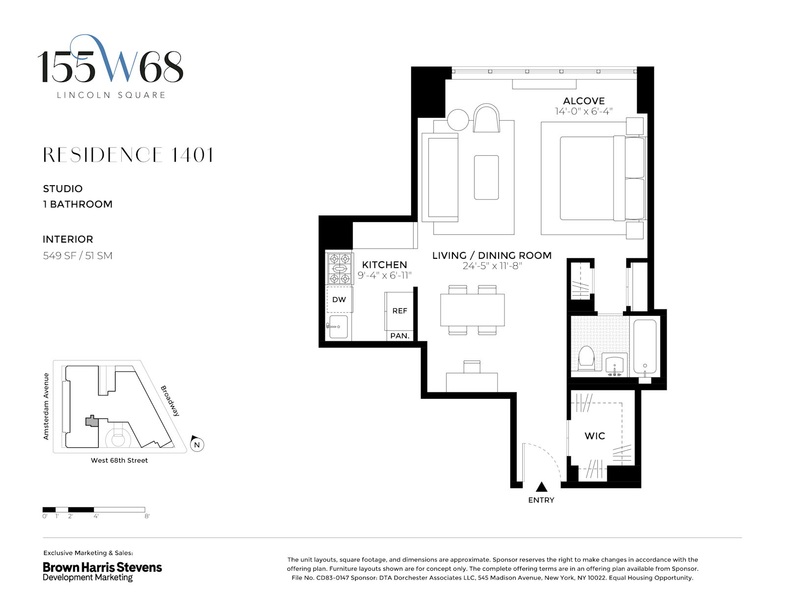 Floorplan for 155 West 68th Street, 1401