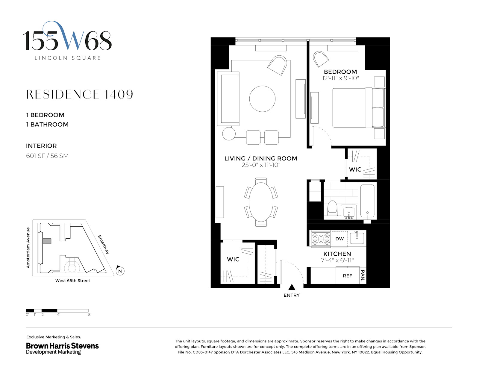 Floorplan for 155 West 68th Street, 1409