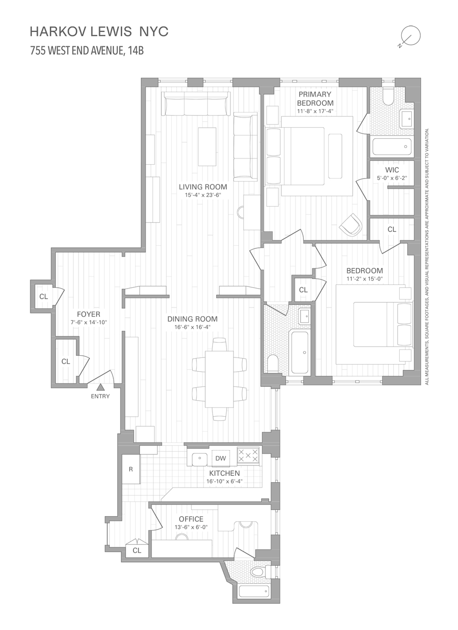 Floorplan for 755 West End Avenue, 14B