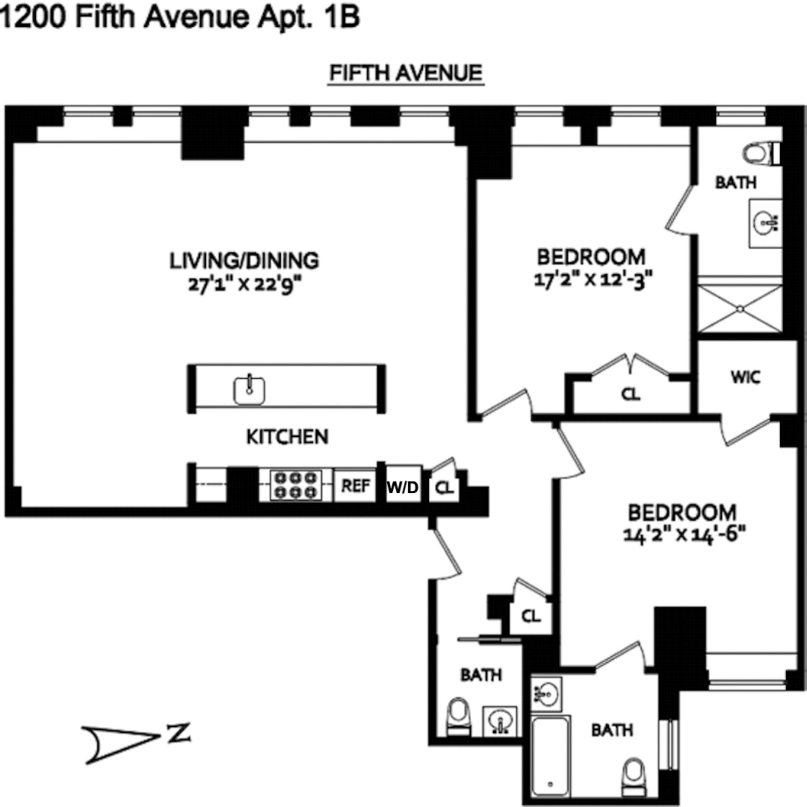 Floorplan for 1200 Fifth Avenue, 1B
