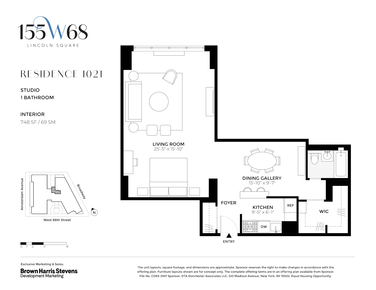 Floorplan for 155 West 68th Street, 1021