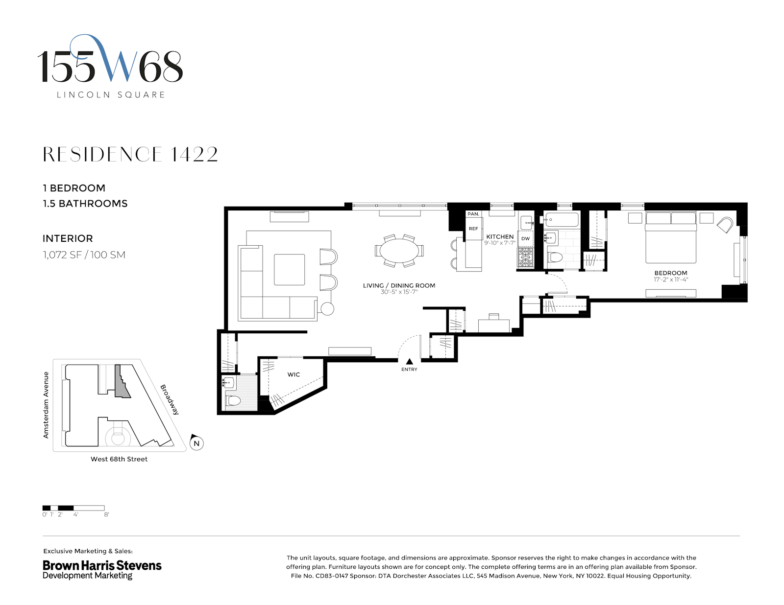 Floorplan for 155 West 68th Street, 1422