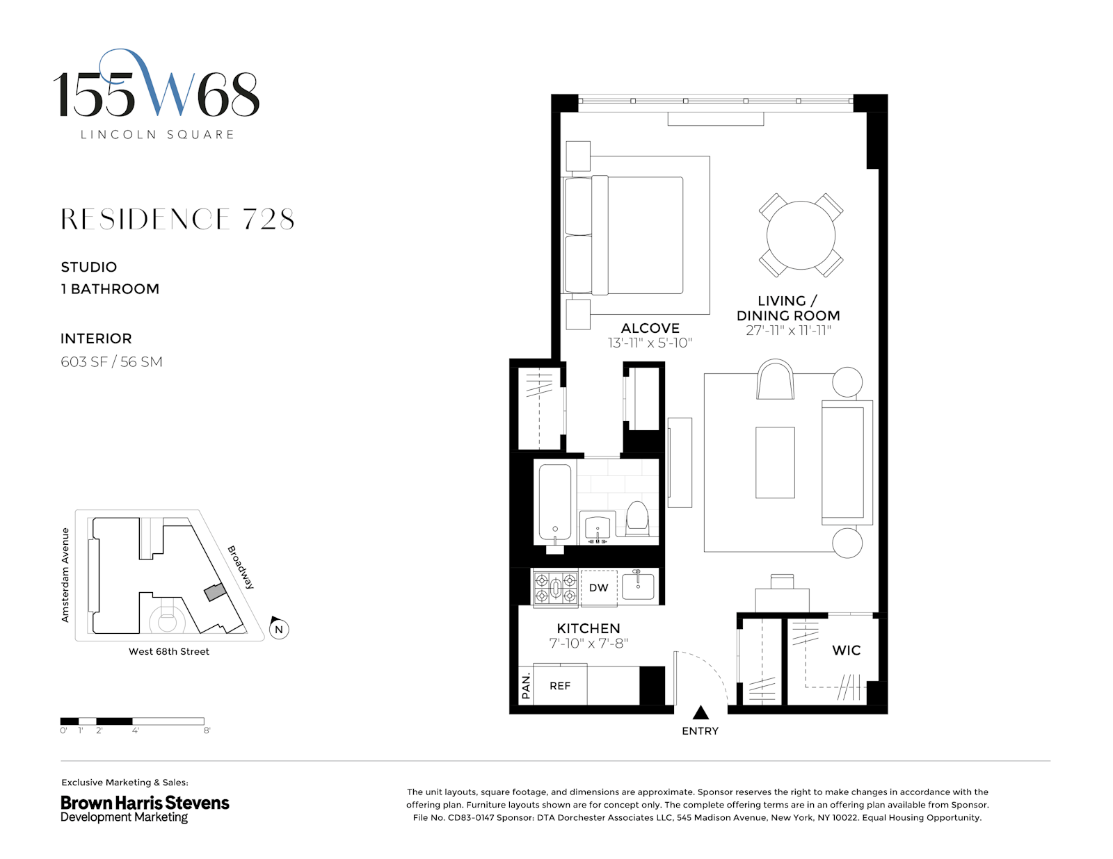 Floorplan for 155 West 68th Street, 728