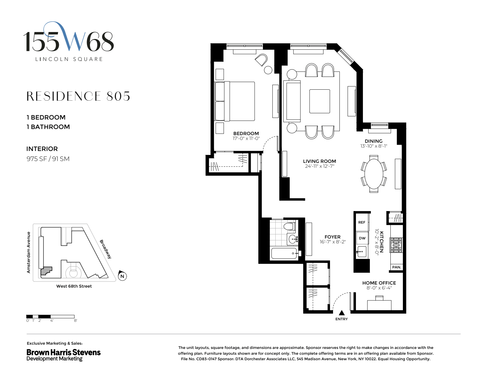 Floorplan for 155 West 68th Street, 805