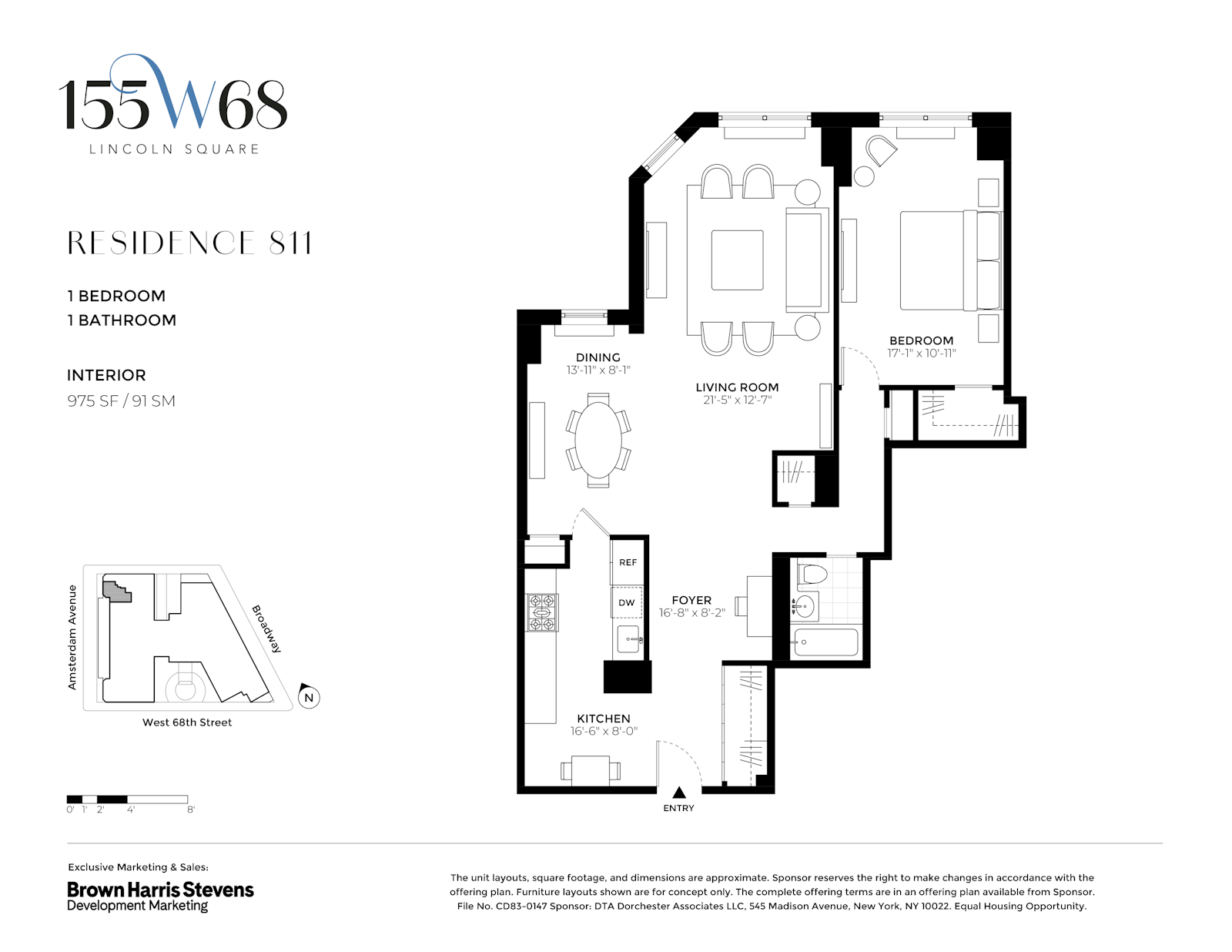 Floorplan for 155 West 68th Street, 811