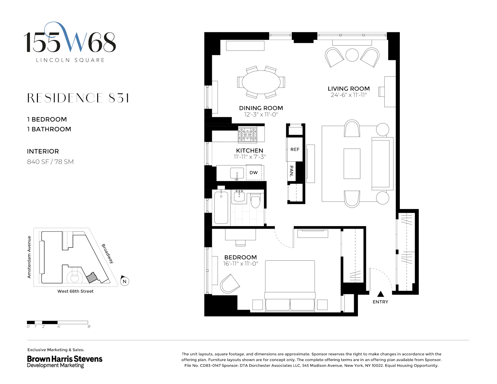 Floorplan for 155 West 68th Street, 831