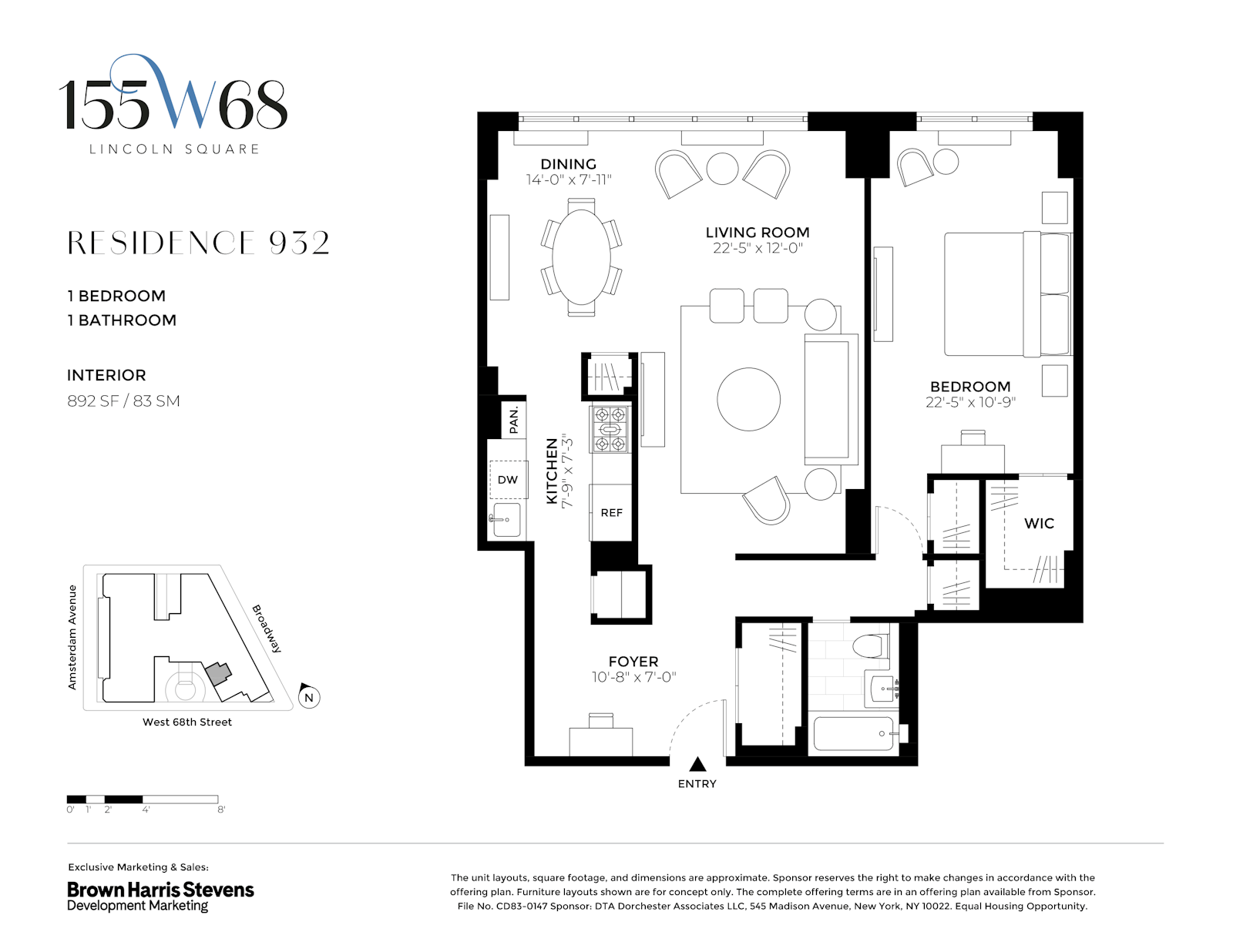 Floorplan for 155 West 68th Street, 932
