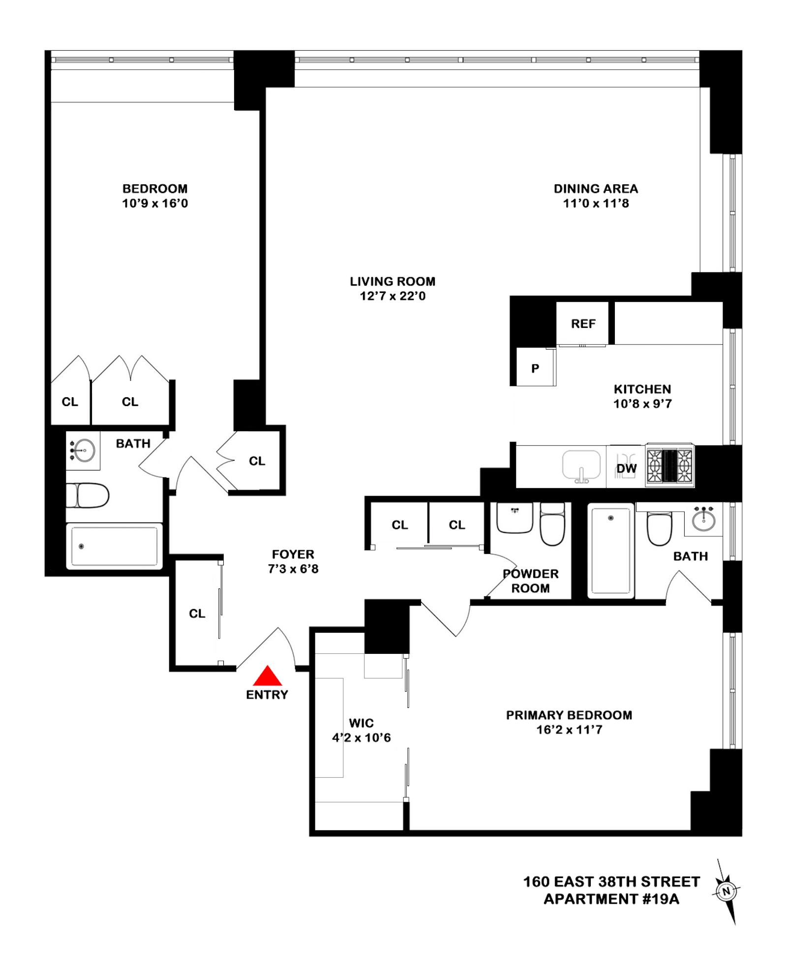 Floorplan for 160 East 38th Street, 19A