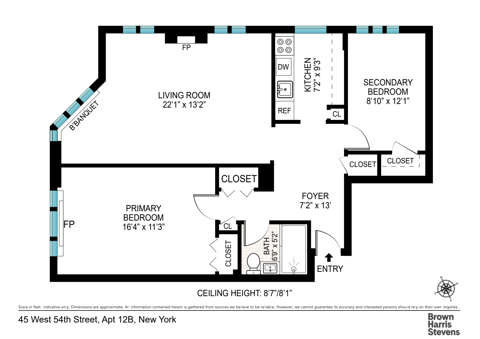 Floorplan for 45 West 54th Street, 12B