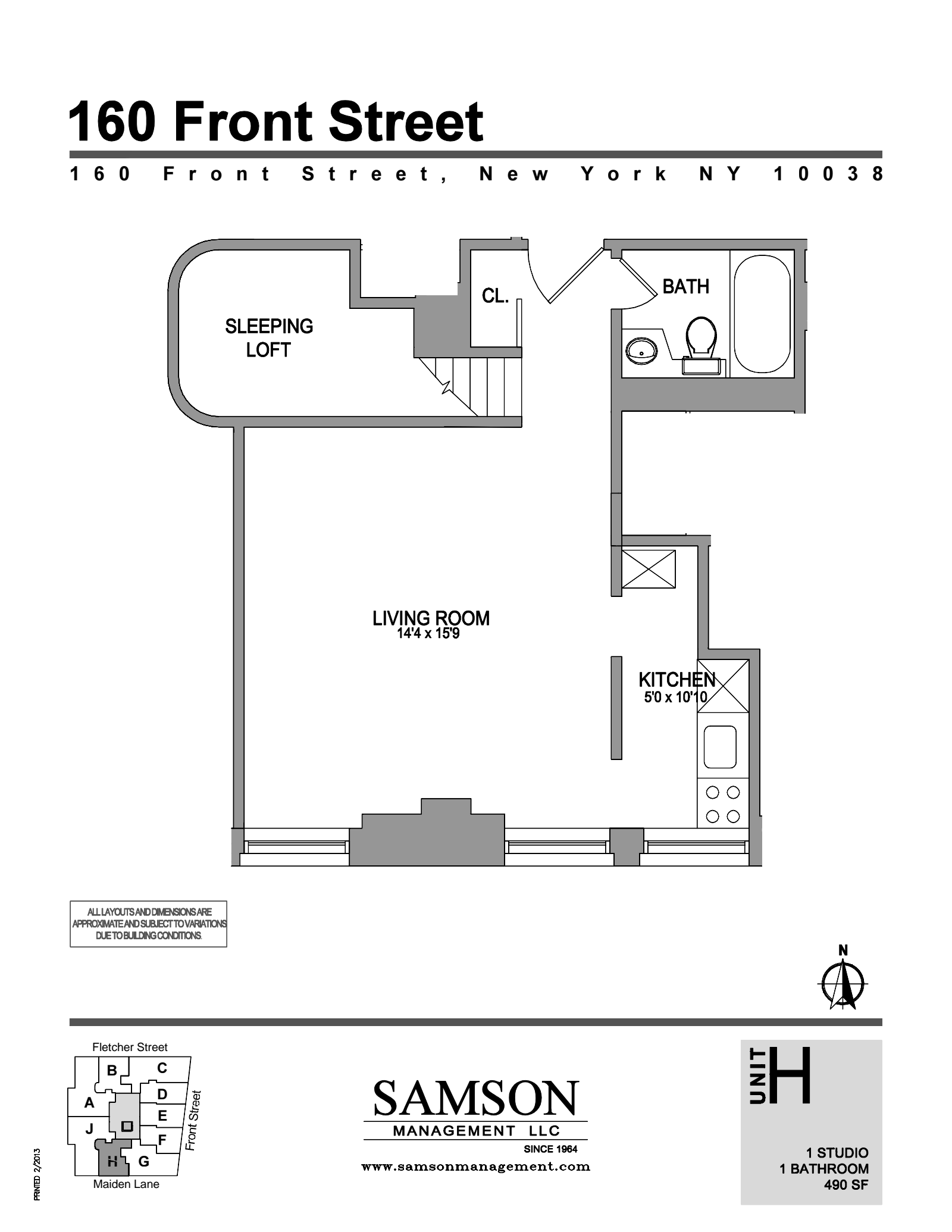 Floorplan for 160  Front Street, 3H