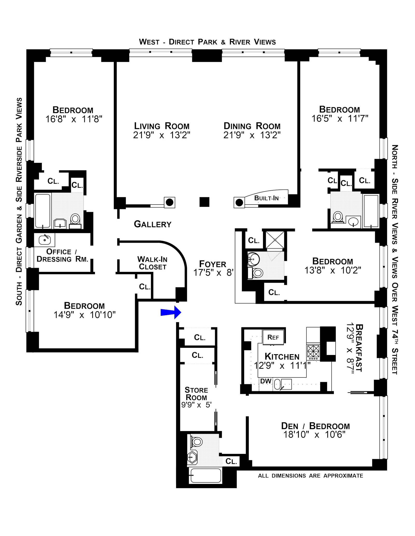Floorplan for 11 Riverside Drive, 8EW