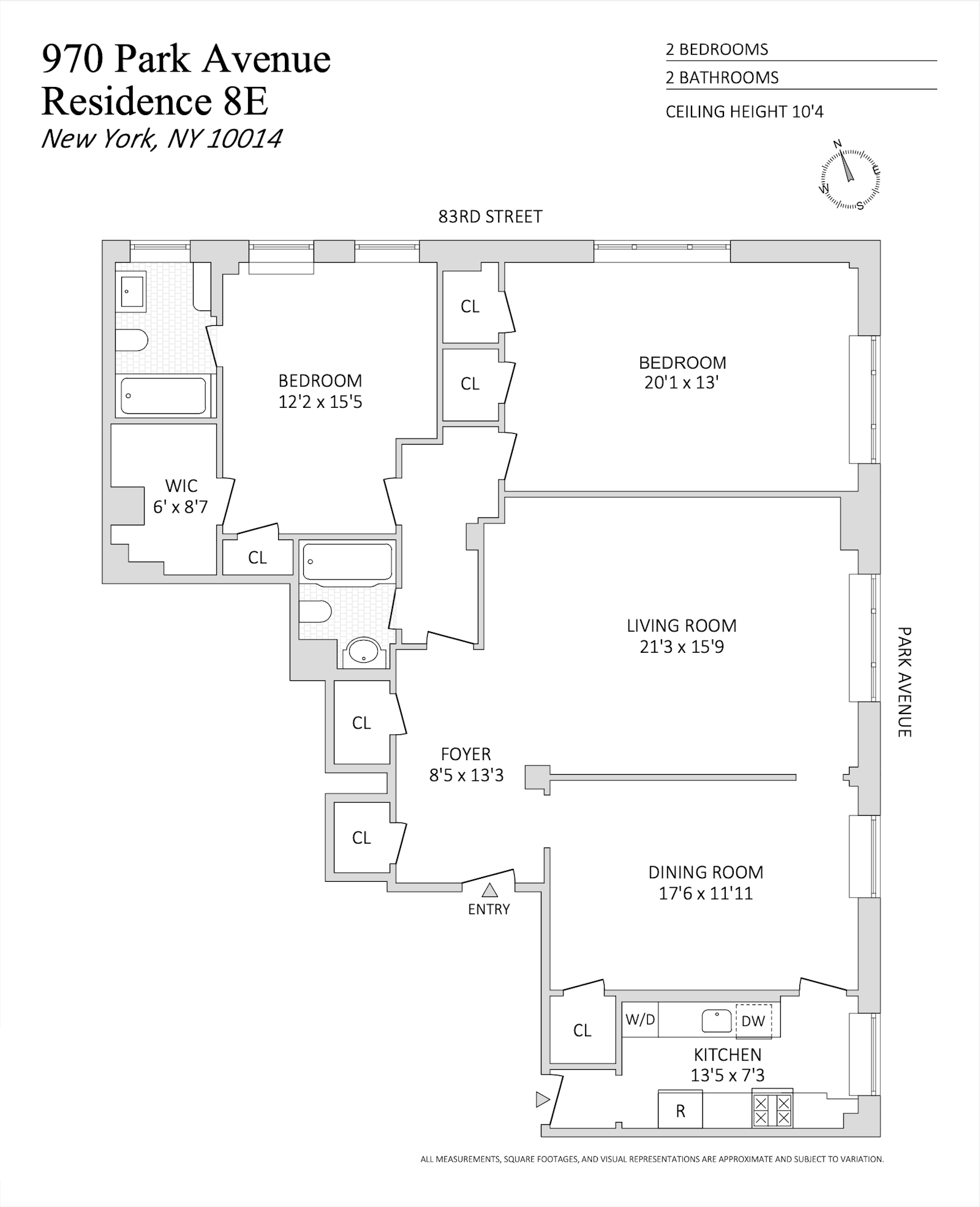 Floorplan for 970 Park Avenue, 8E