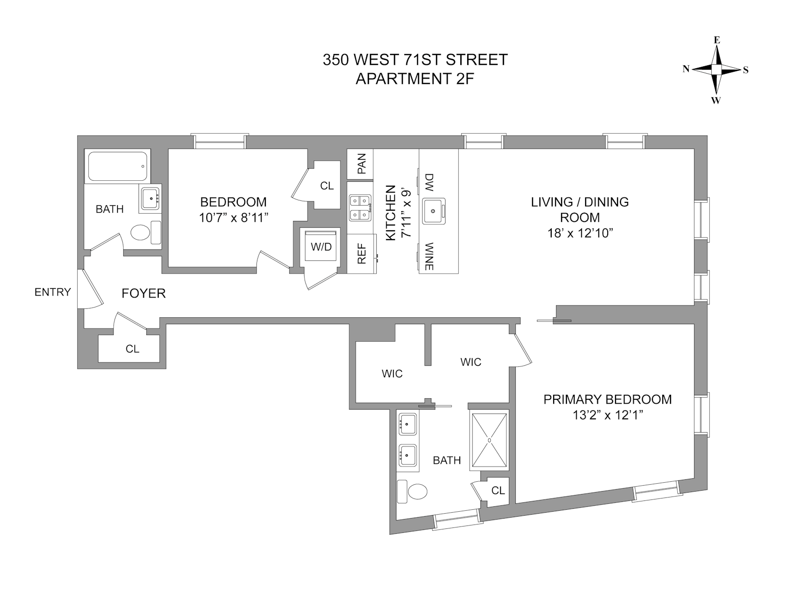 Floorplan for 350 West 71st Street, 2F