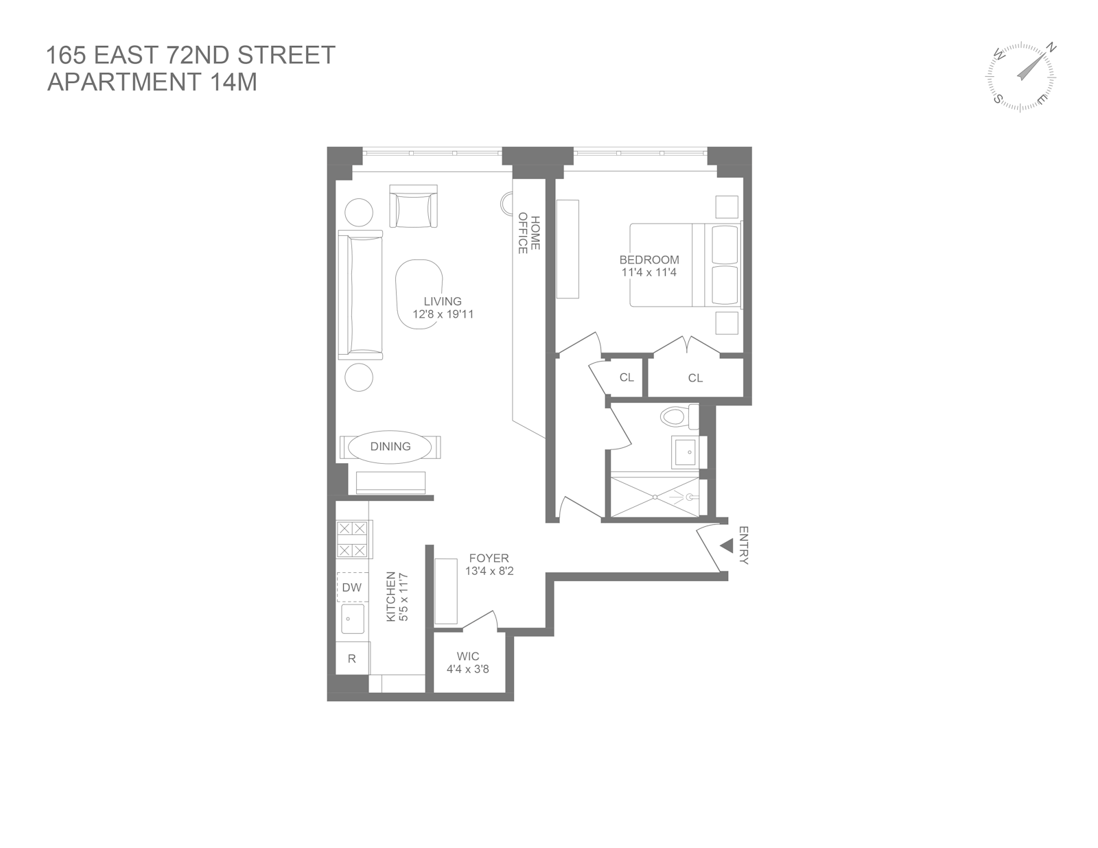 Floorplan for 165 East 72nd Street, 14M