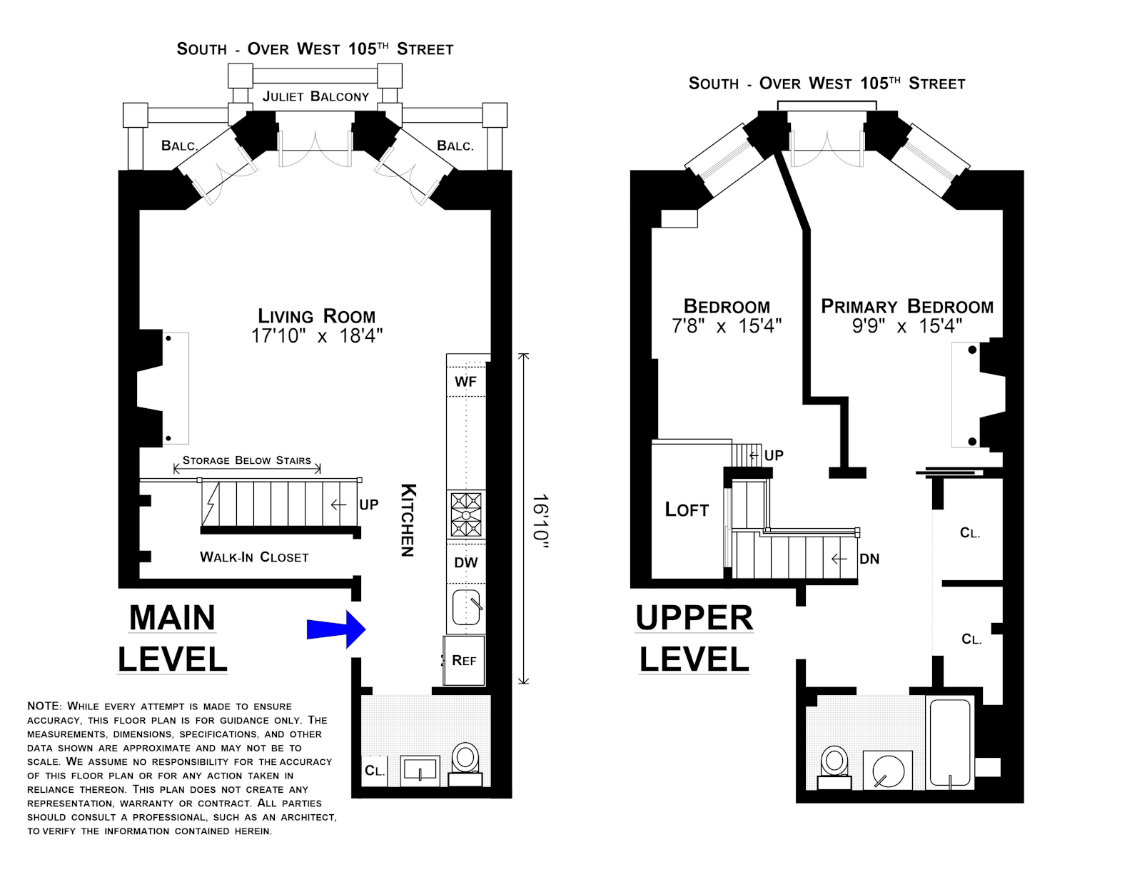 Floorplan for 305 West 105th Street, 2A/3A