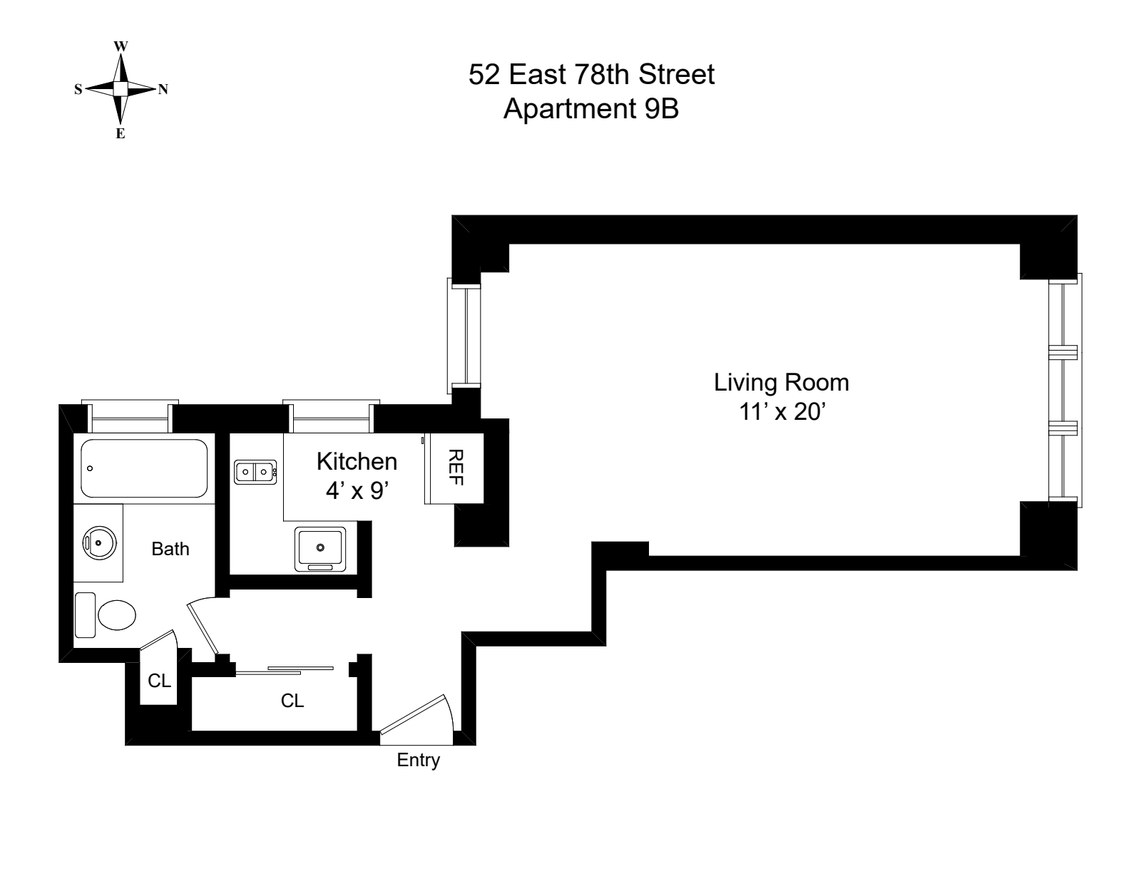 Floorplan for 52 East 78th Street, 9B