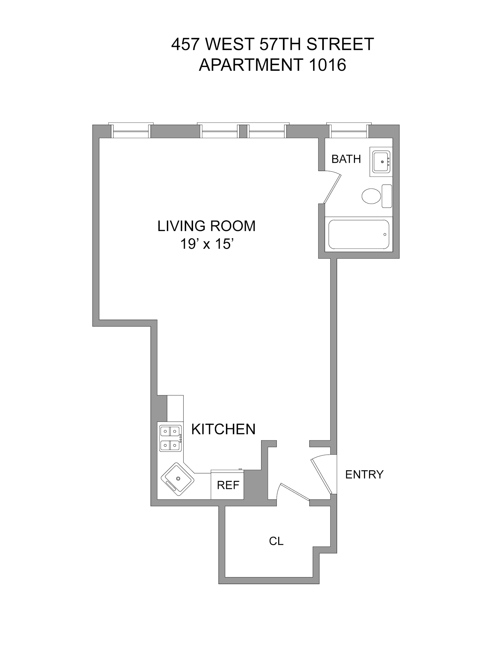 Floorplan for 457 West 57th Street, 1016