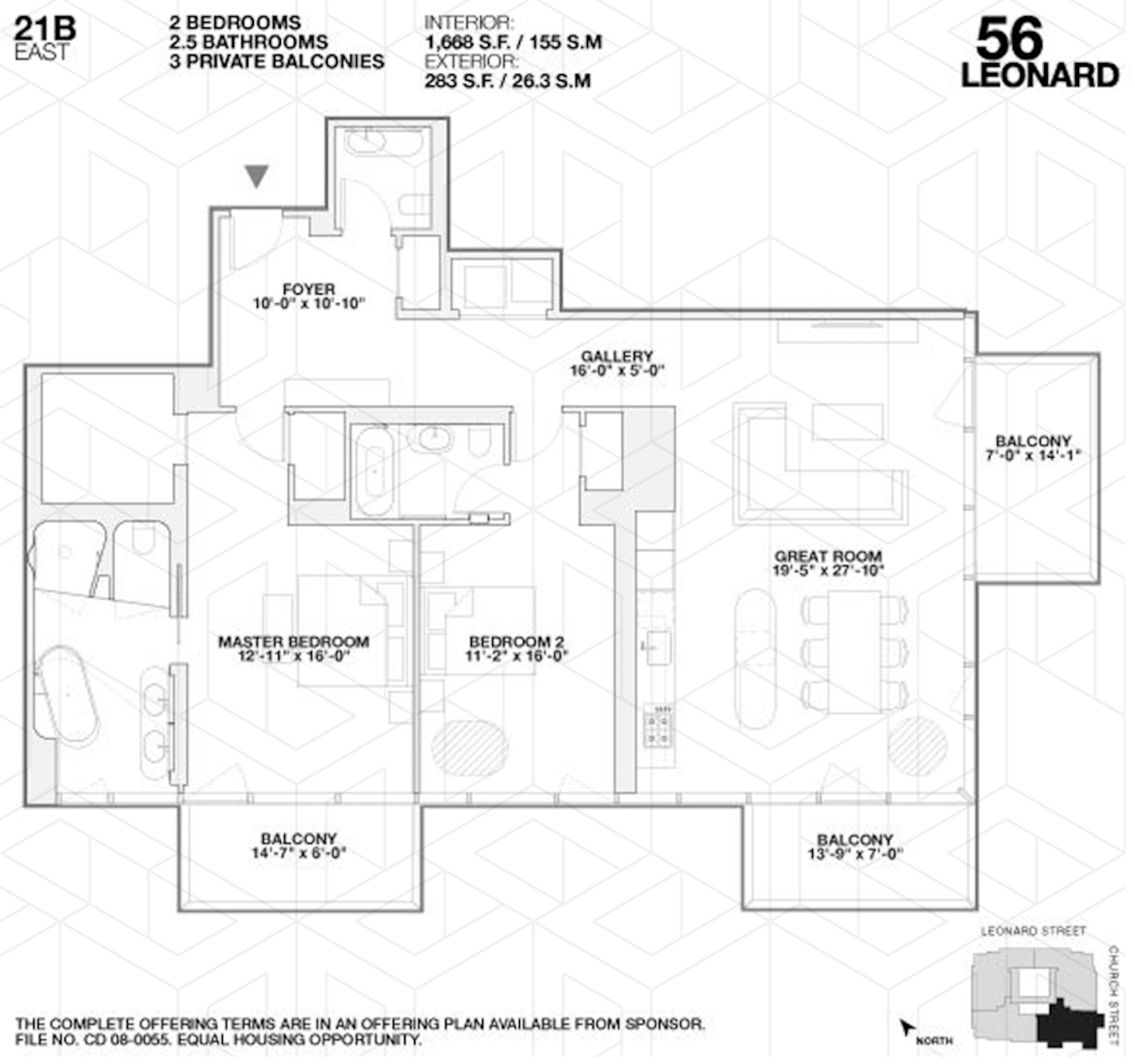 Floorplan for 56 Leonard Street, 21BE
