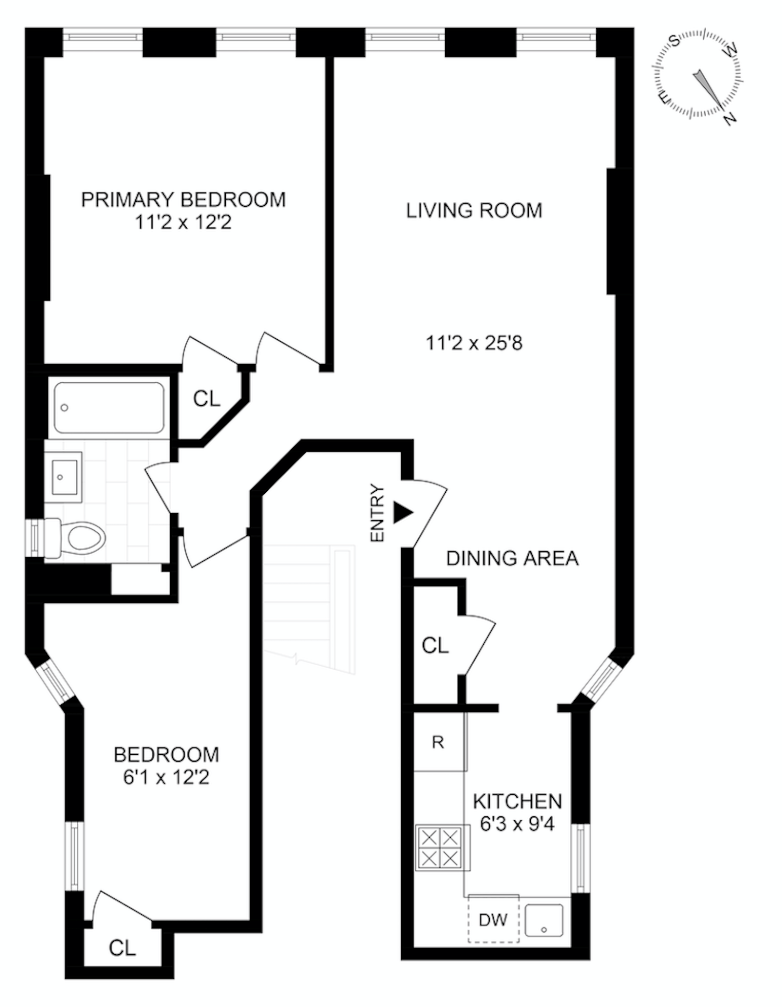 Floorplan for 107 West 106th Street, 1A