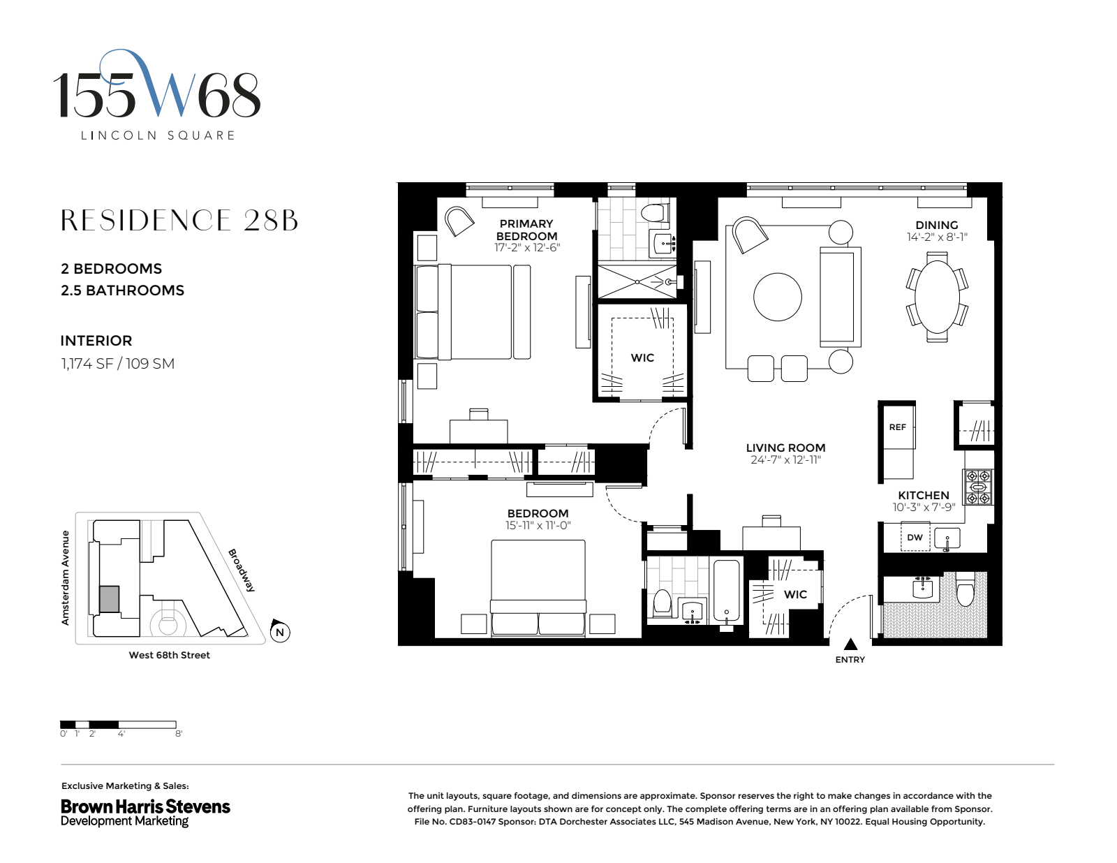 Floorplan for 155 West 68th Street, 28B
