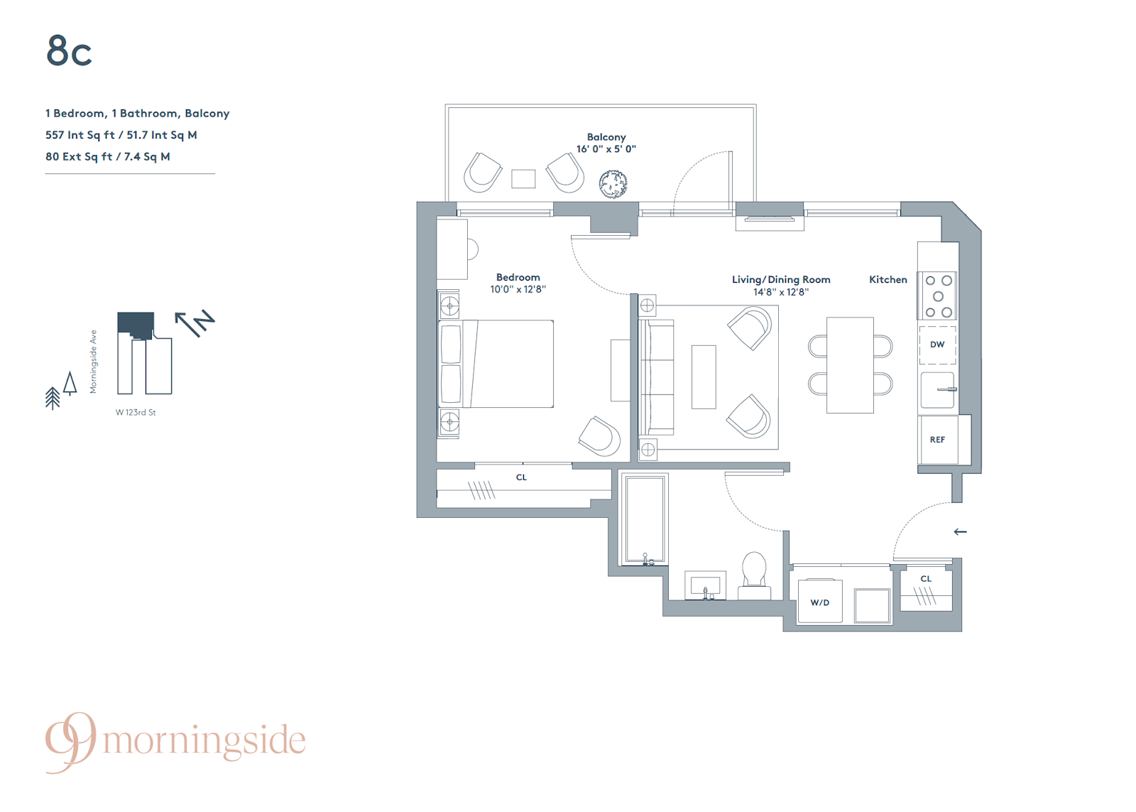 Floorplan for 375 West 123rd Street, 8C