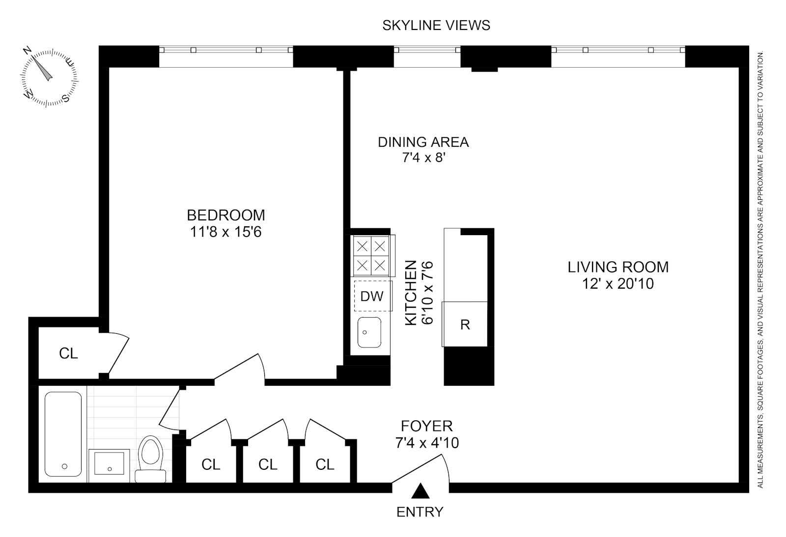 Floorplan for 130 Eighth Avenue, 6E