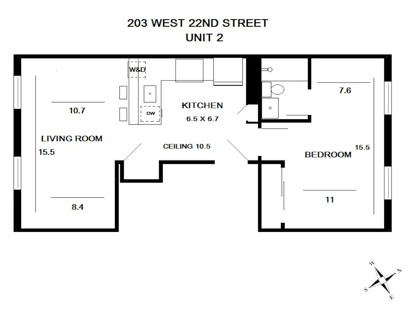 Floorplan for 203 West, 22nd Street, 2