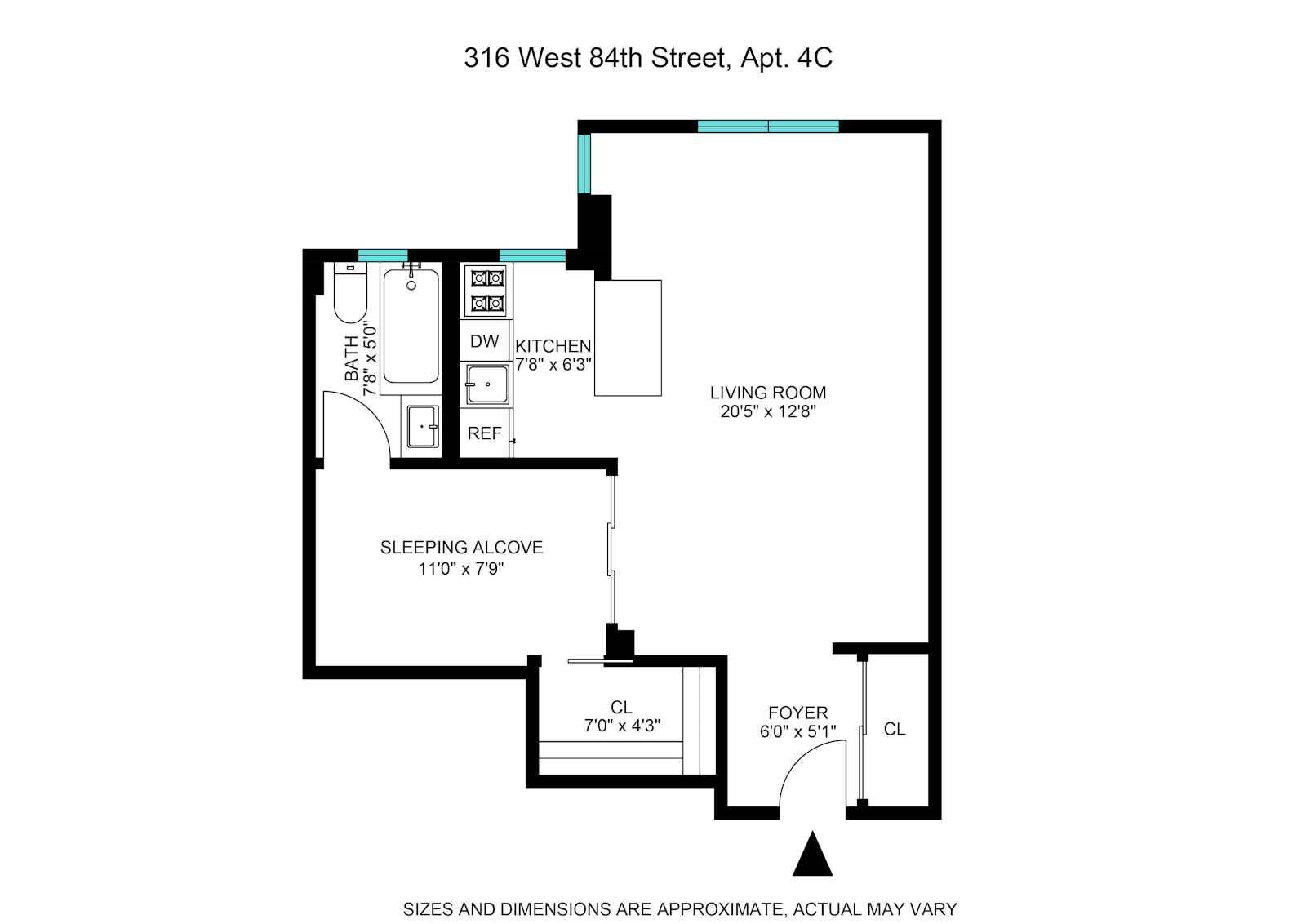 Floorplan for 316 West 84th Street, 4C