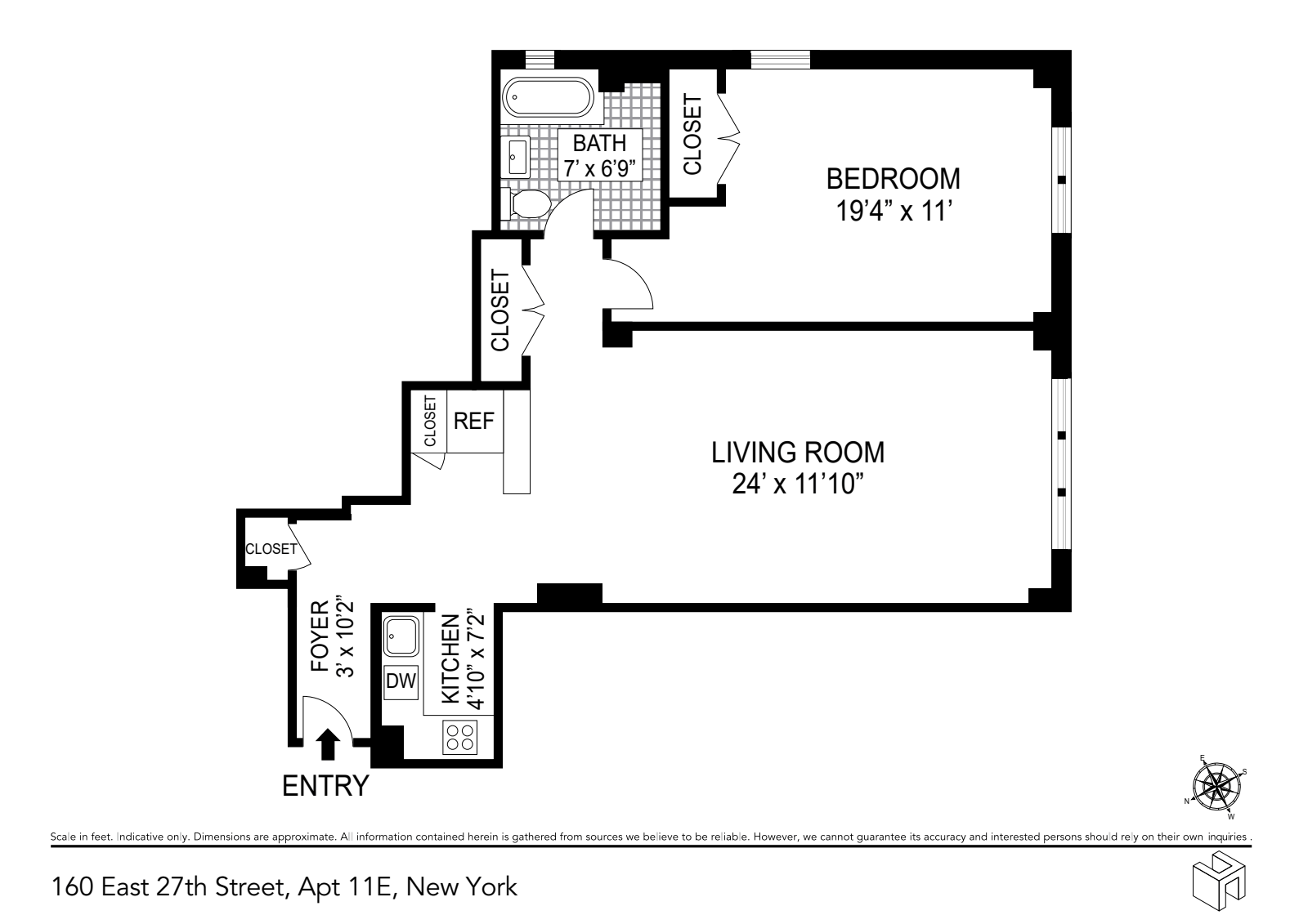 Floorplan for 160 East 27th Street, 11E