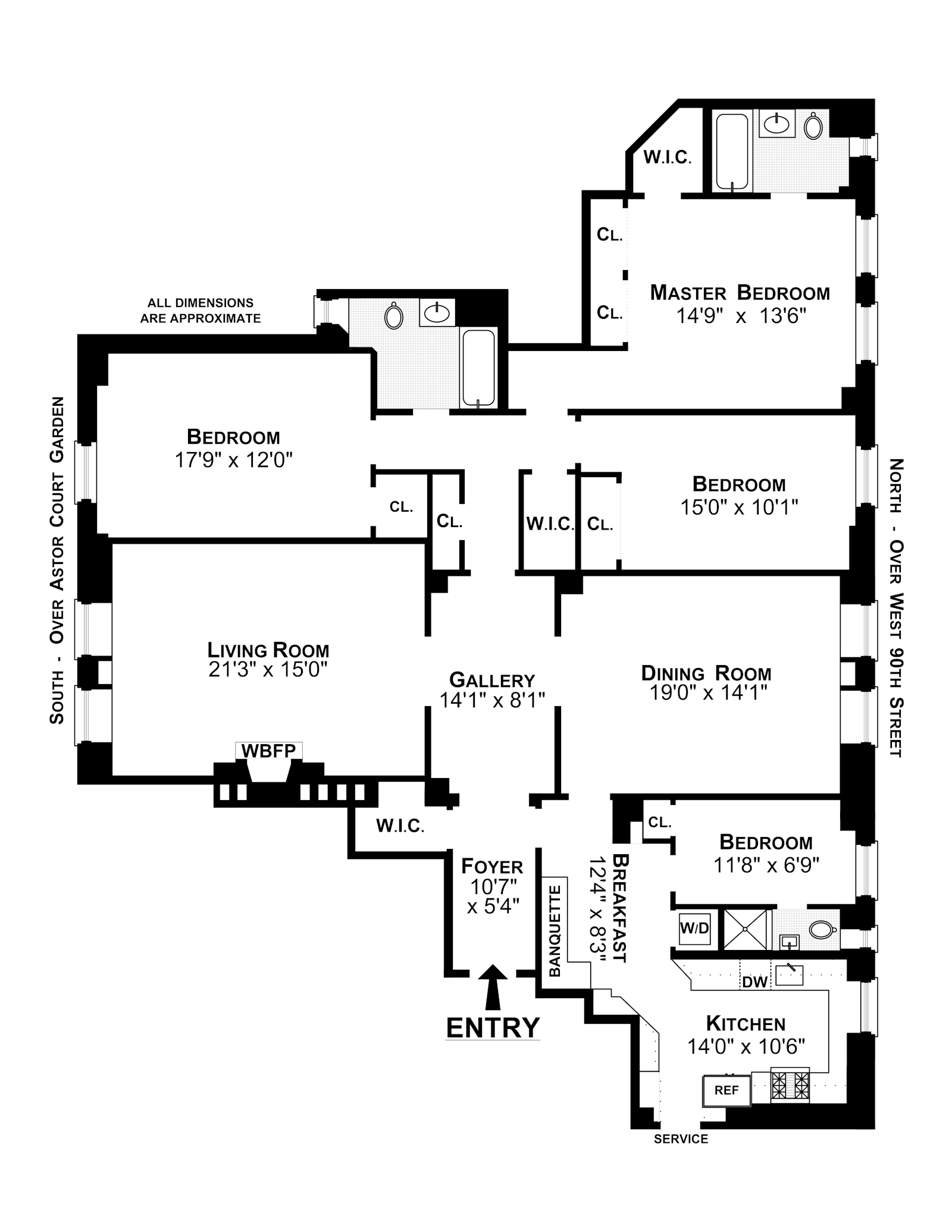 Floorplan for 210 West 90th Street, 7B