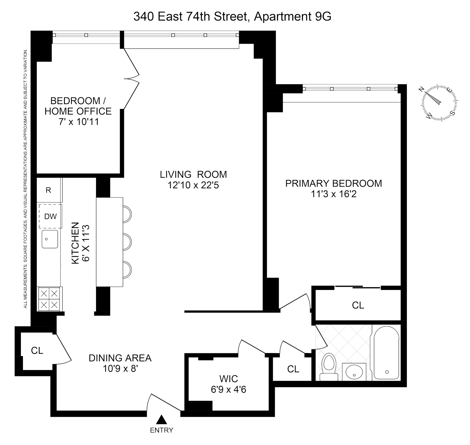 Floorplan for 340 East 74th Street, 9G