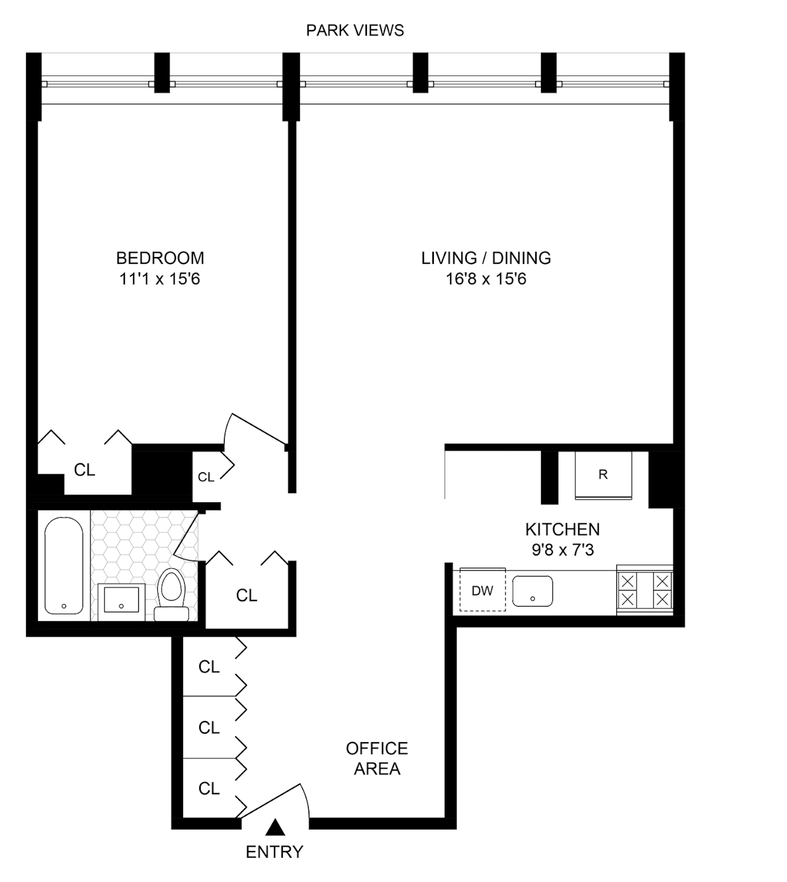 Floorplan for 300 East 33rd Street, 7P