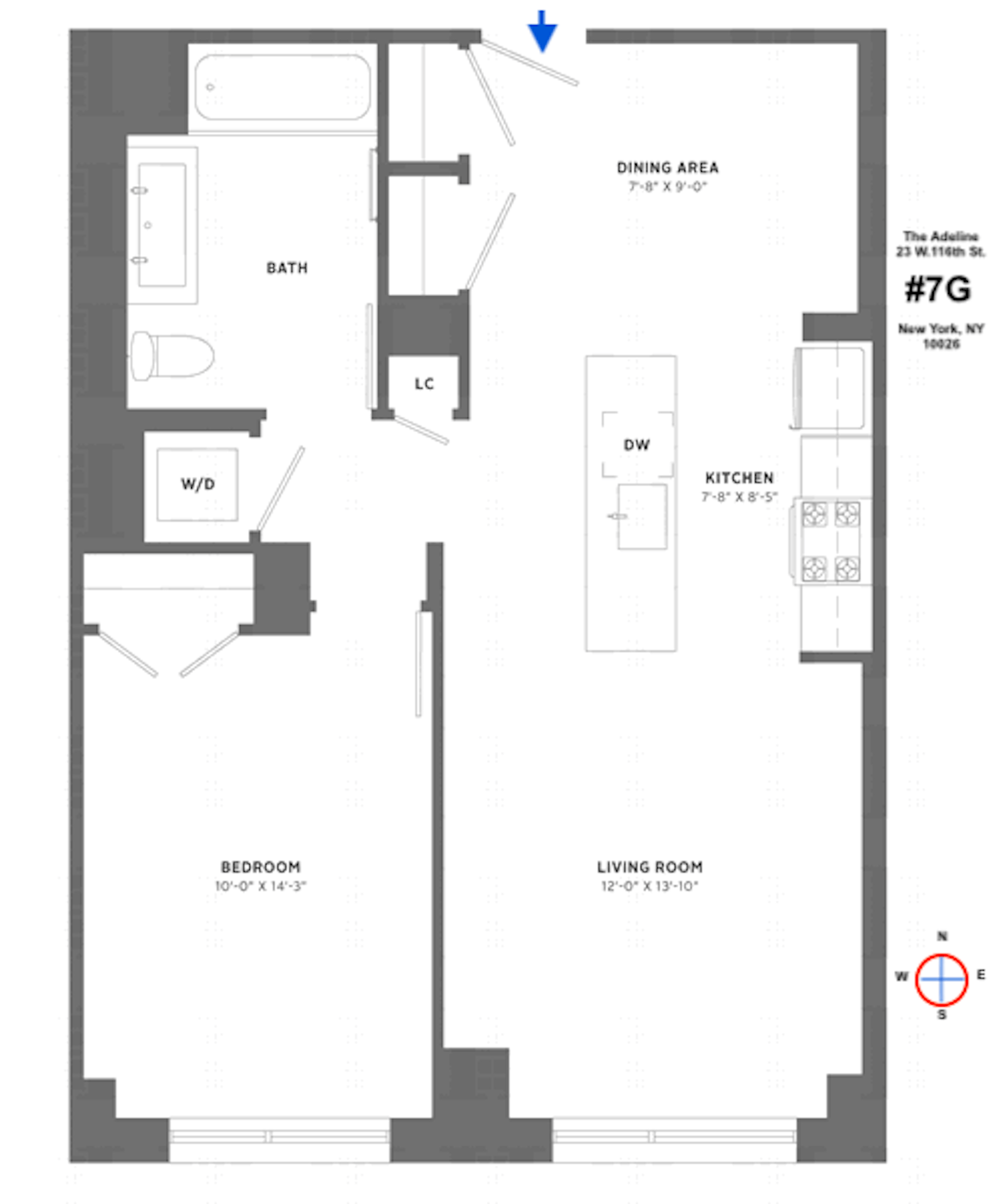 Floorplan for 23 West 116th Street, 7G
