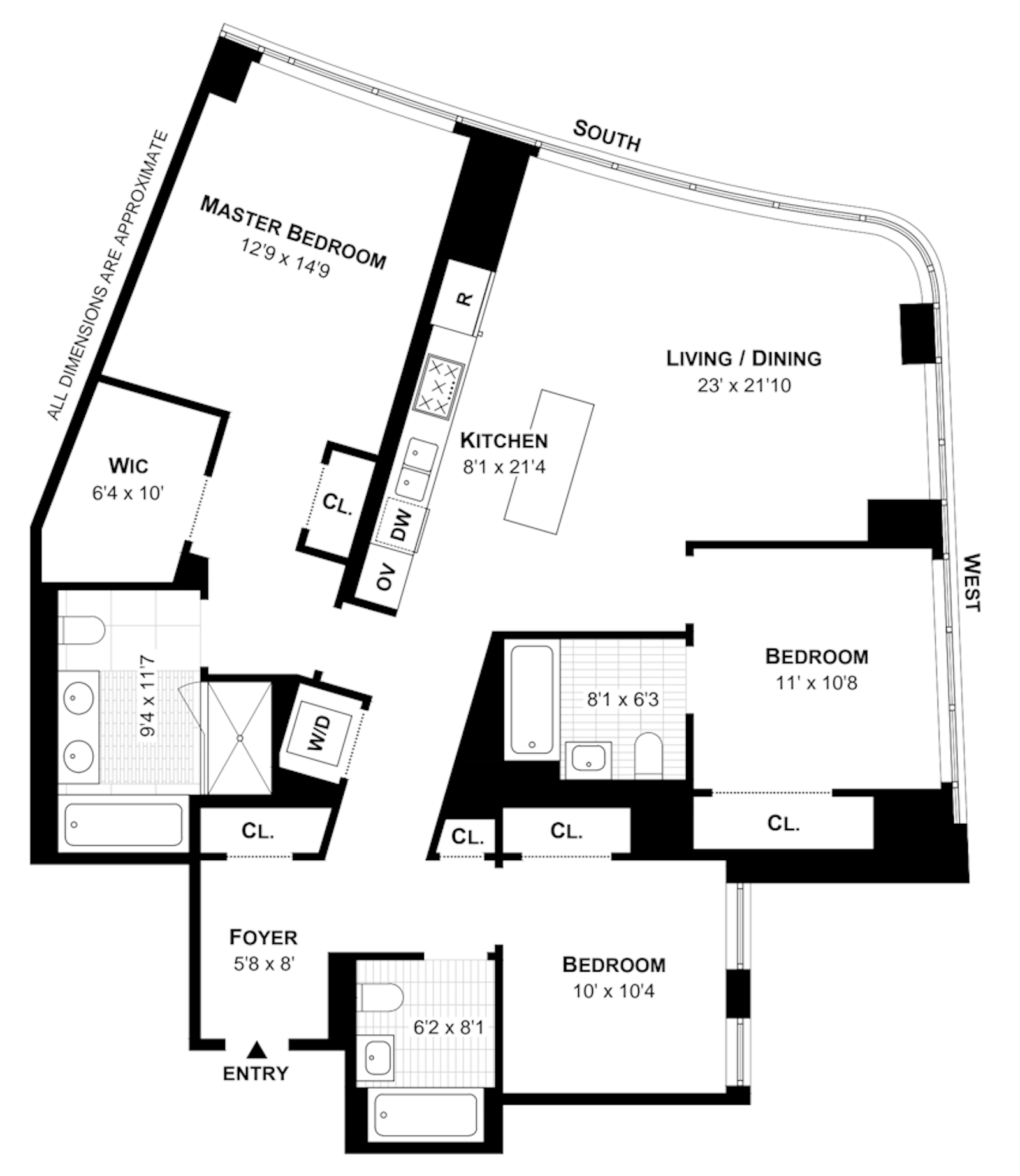 Floorplan for 285 West 110th Street, 7A