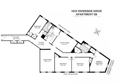 Property for Sale at 1825 Riverside Drive 6B, Upper Manhattan, NYC - Bedrooms: 4 
Bathrooms: 2 
Rooms: 7  - $1,175,000